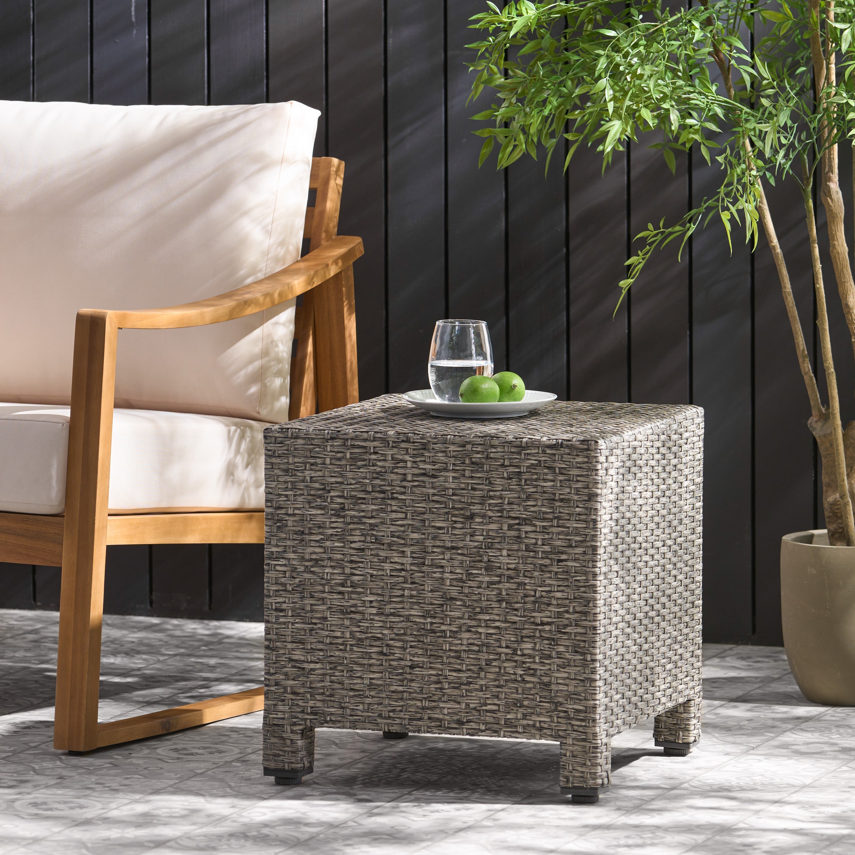 Puerta Rattan Cube Side Table