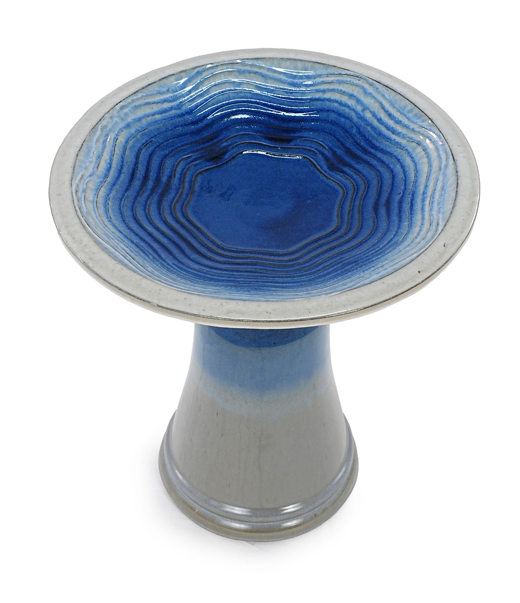 17'' Blue Ombre Ceramic Bird Bath