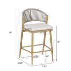 Outdoor Metal Frame Stools with Scallop-Shaped Backrest & Water-Resistant Cushions, Set of 2