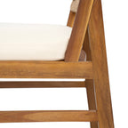 Monica Outdoor Wood and Wicker Woven Dining Chair with Cushions, Set of 2