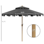 9' Double Top Ruffled Patio Umbrella with Push Button Tilt and Crank