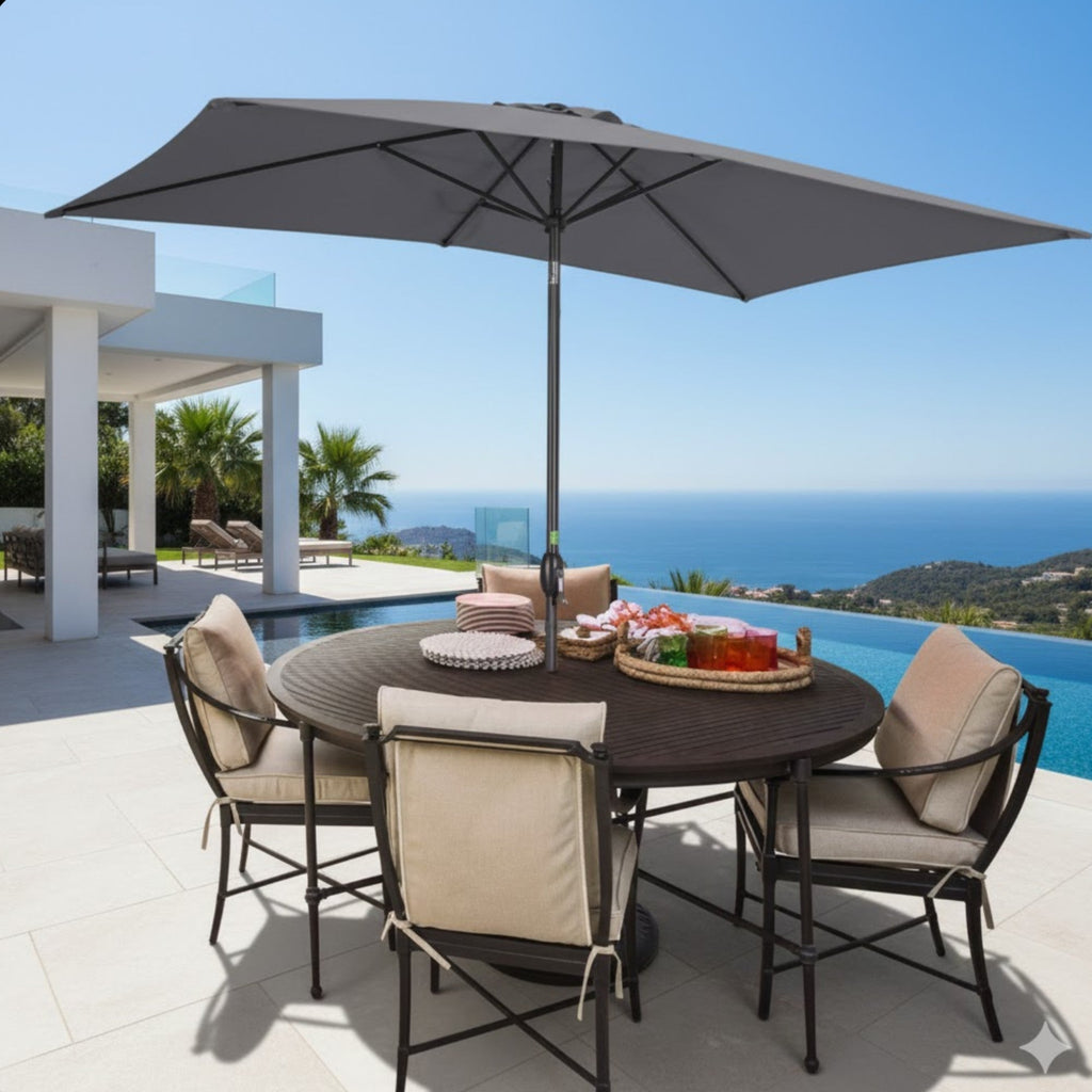 6.5 x 10 ft Rectangular Patio Umbrella with Crank, Base Not Included