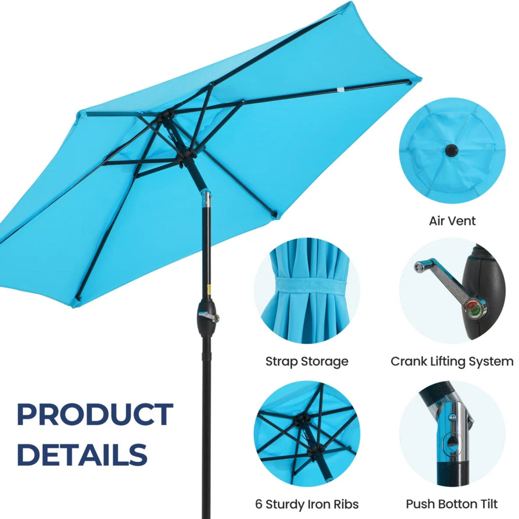 7.5 Feet Market Umbrella with Crank Lift & Tilt, Base Not Included