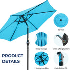 7.5 Feet Market Umbrella with Crank Lift & Tilt, Base Not Included