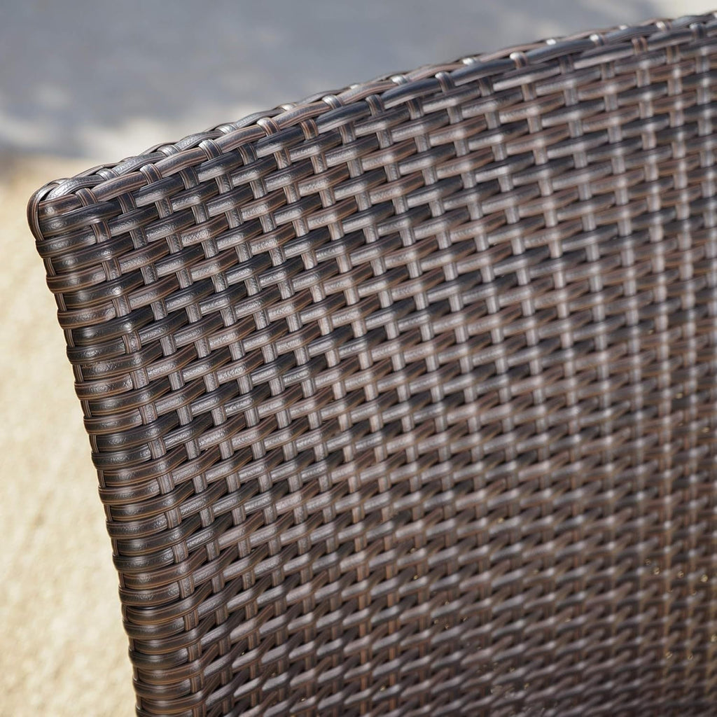 Larache Outdoor Aluminum Armless Rattan Dining Chairs, Set of 4