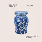 Cherry Blossom 17.75" Ceramic Garden Stool