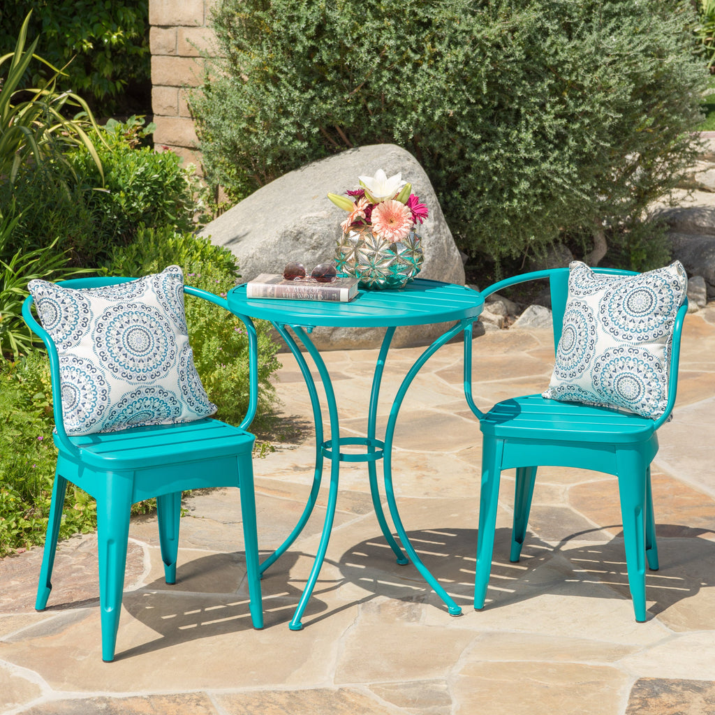 Colman 3-Piece Iron Bistro Set with Table and 2 Chairs