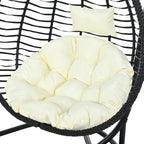 Foldable Rattan Egg Swing Chair with Iron Frame, Plush Cushion & Removable Headrest