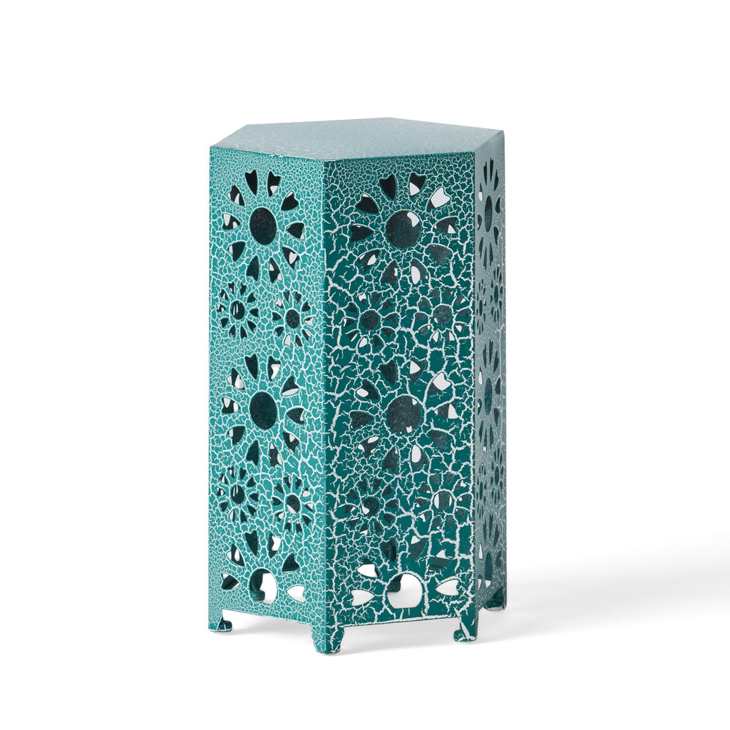 Enshrine Outdoor Iron Side Table with Sunburst Cut Out Design