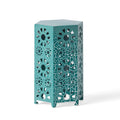 Enshrine Outdoor Iron Side Table with Sunburst Cut Out Design