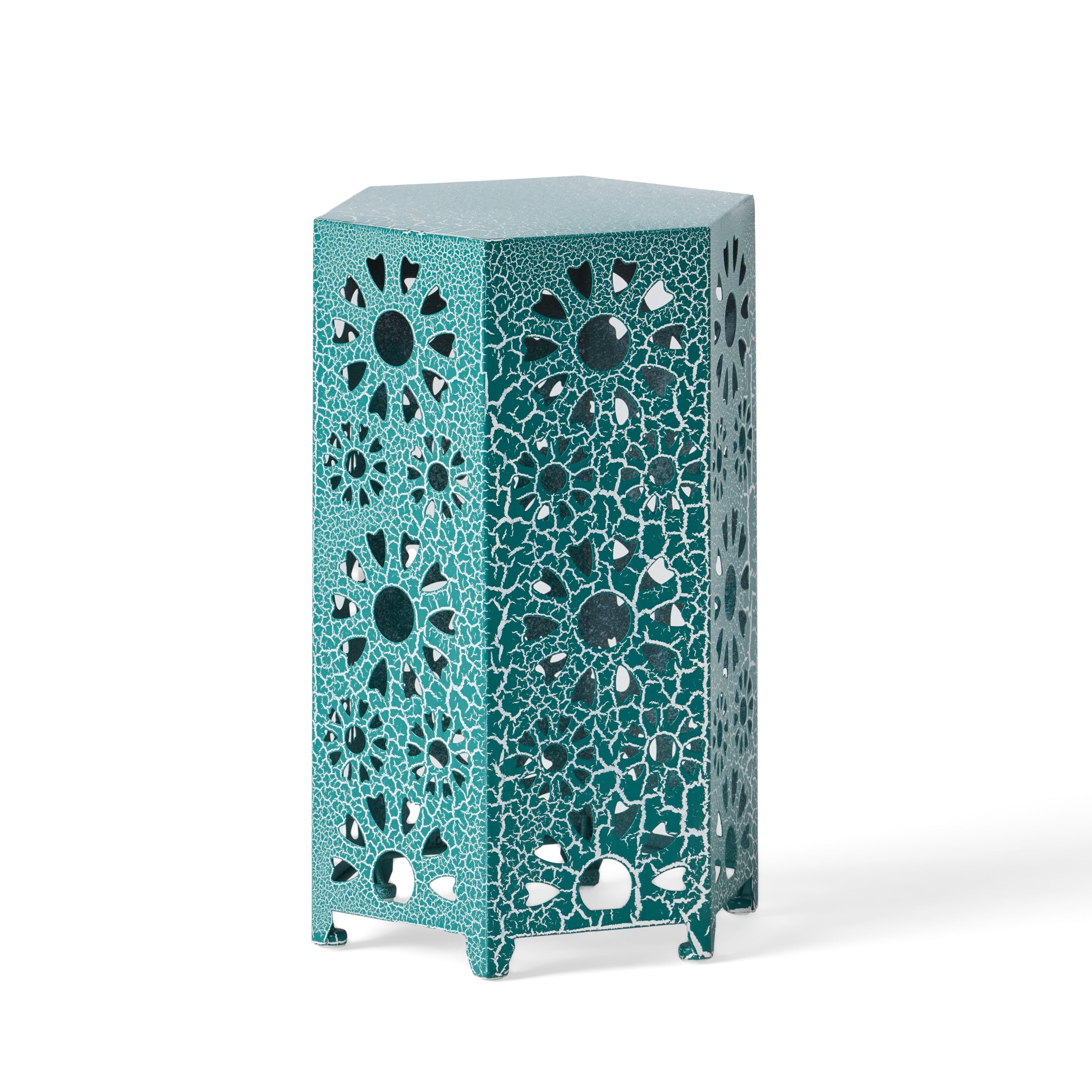 Enshrine Outdoor Iron Side Table with Sunburst Cut Out Design