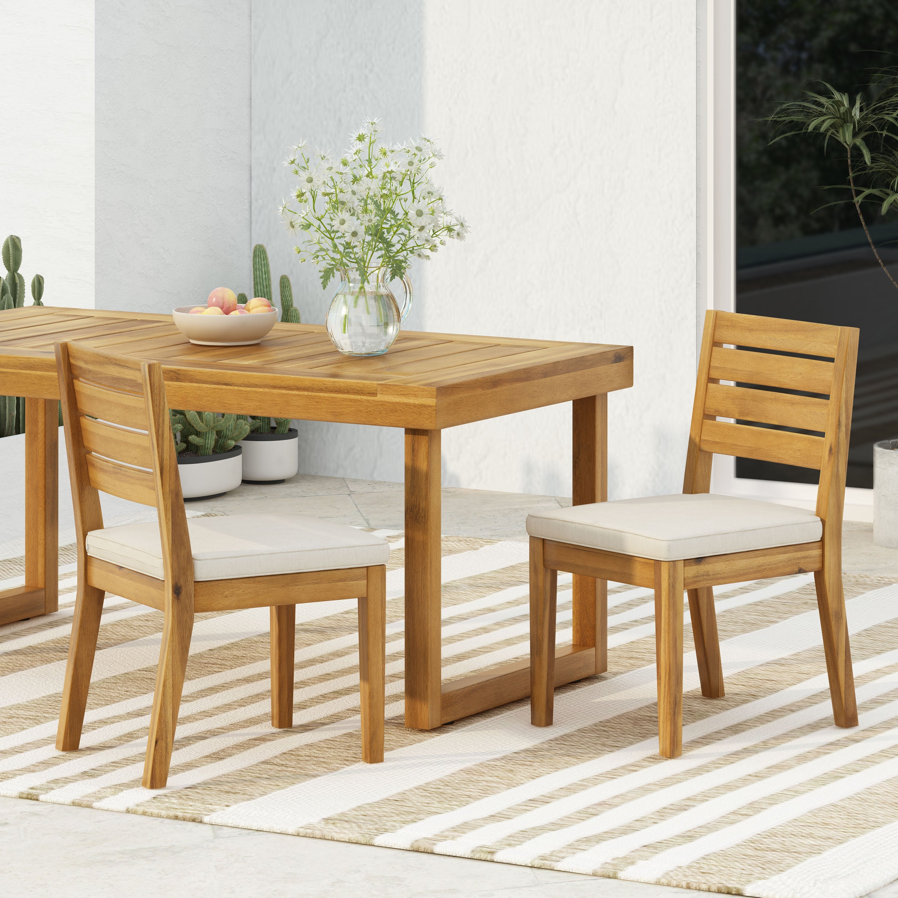 Armless Outdoor Dining Chairs, Set of 2