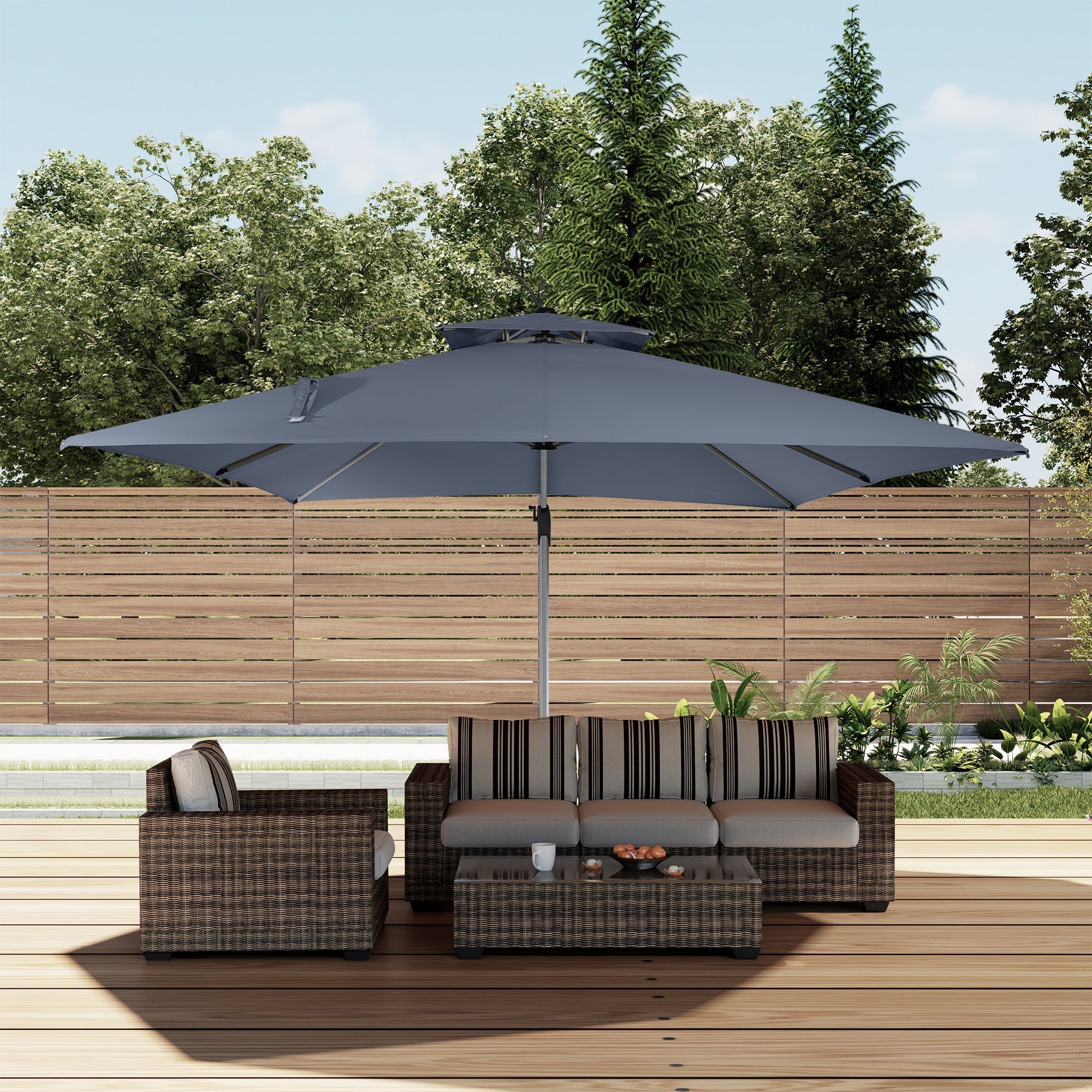 11' Outdoor Square Double Top Patio Umbrella, Base Not Included