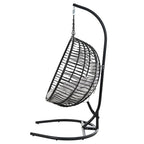 Folding Hanging Swinging Egg Chair with Stand & Tufted Cushion