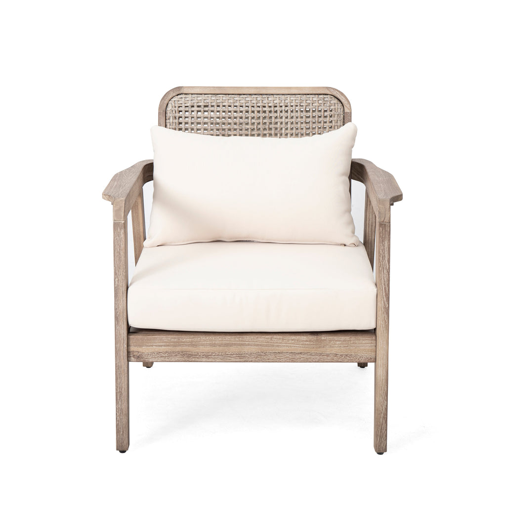 Outdoor Club Chair with Weaving Pattern Back and Deep Seat Cushion, Set of 2