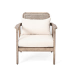 Outdoor Club Chair with Weaving Pattern Back and Deep Seat Cushion, Set of 2