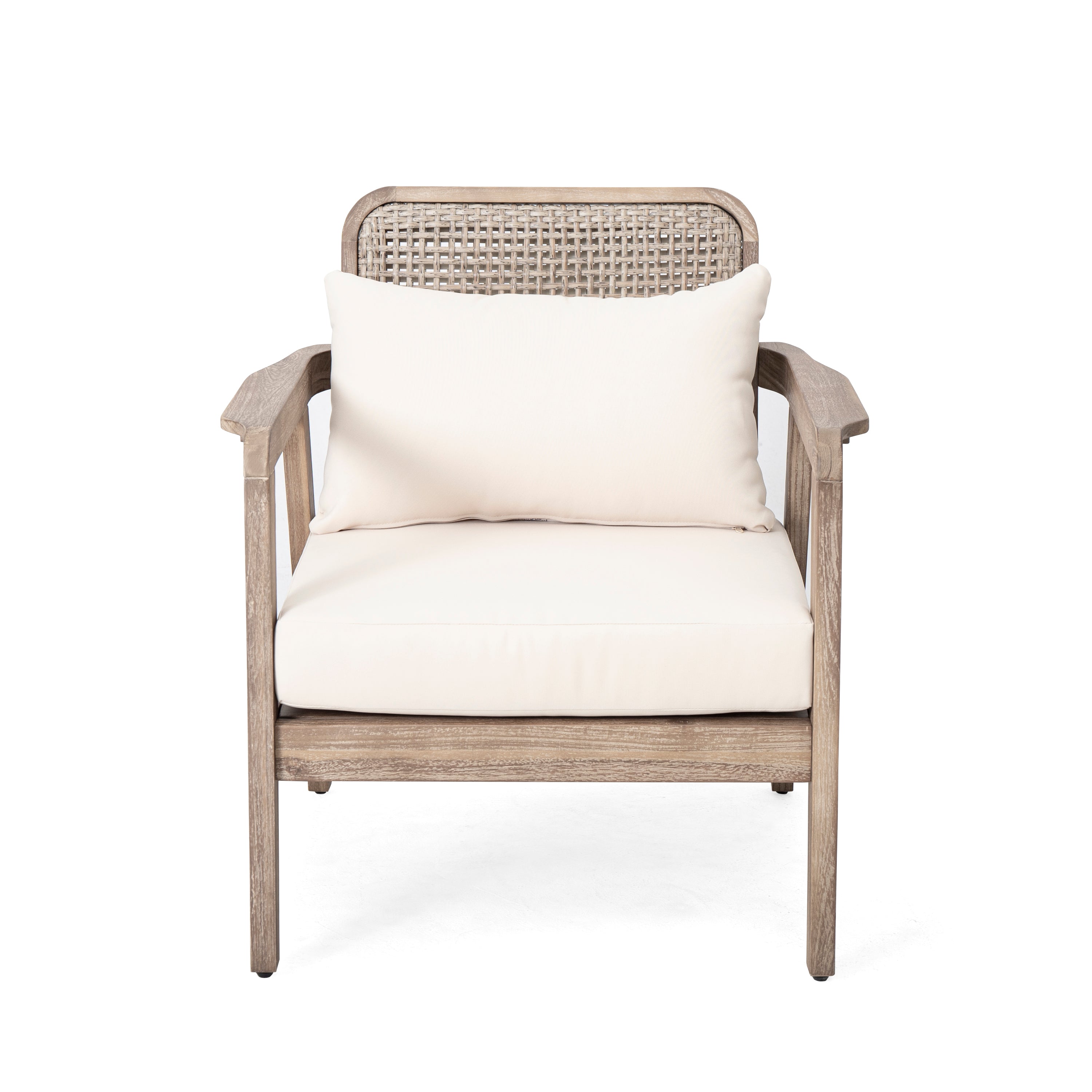 Outdoor Club Chair with Weaving Pattern Back and Deep Seat Cushion, Set of 2