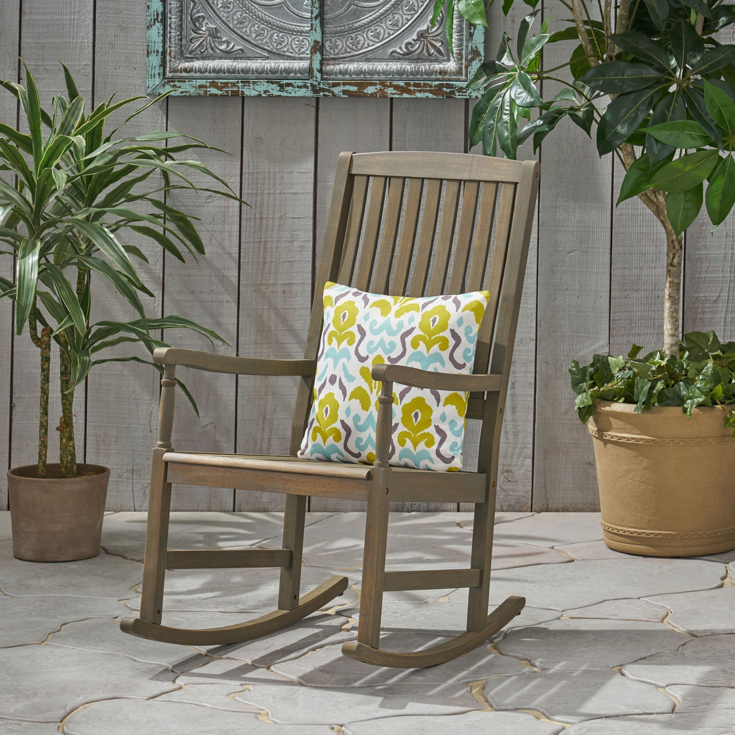 Muse Outdoor Acacia Rocking Chair with Slat Design