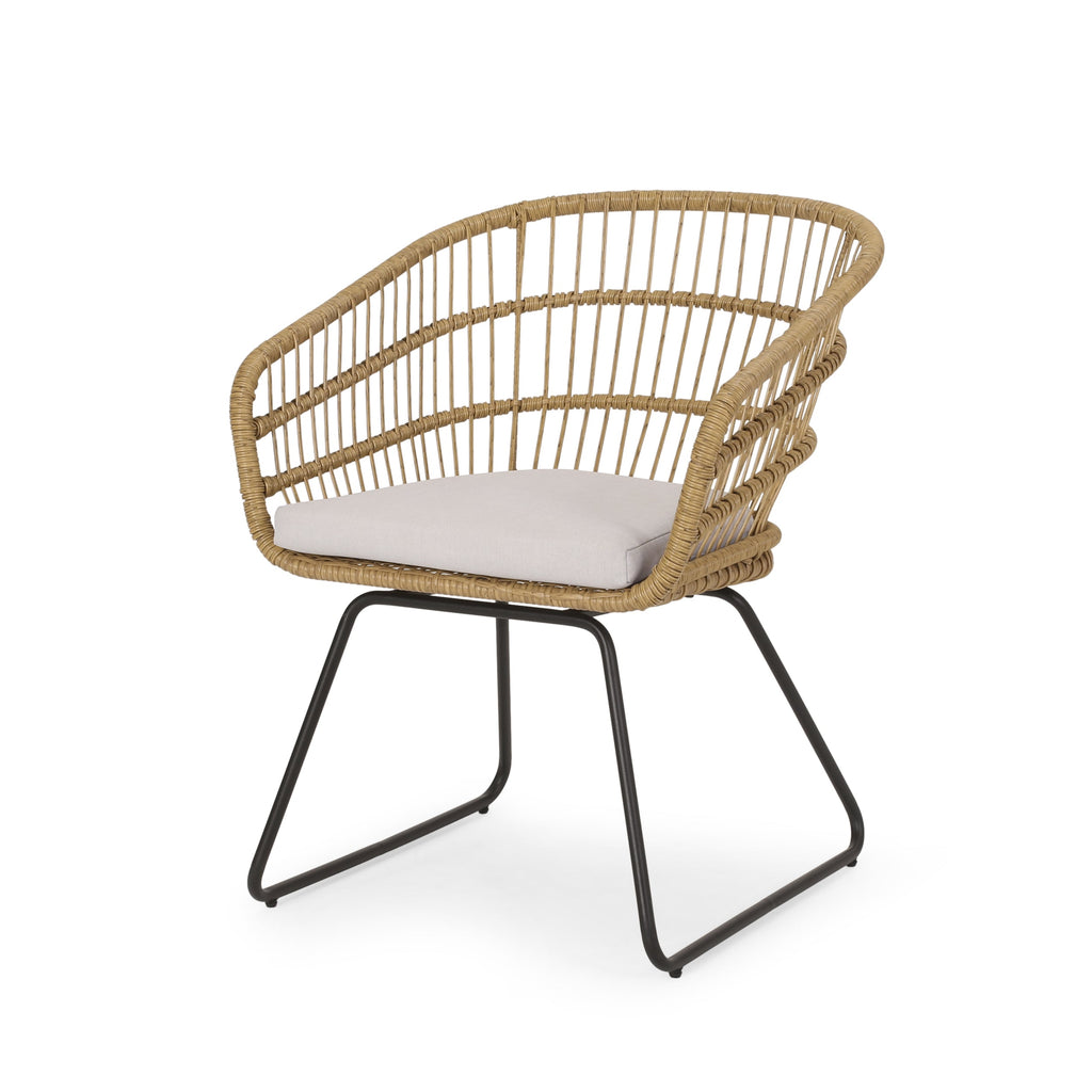 Outdoor Chair with Sled Legs and Curved Frame, Set of 2