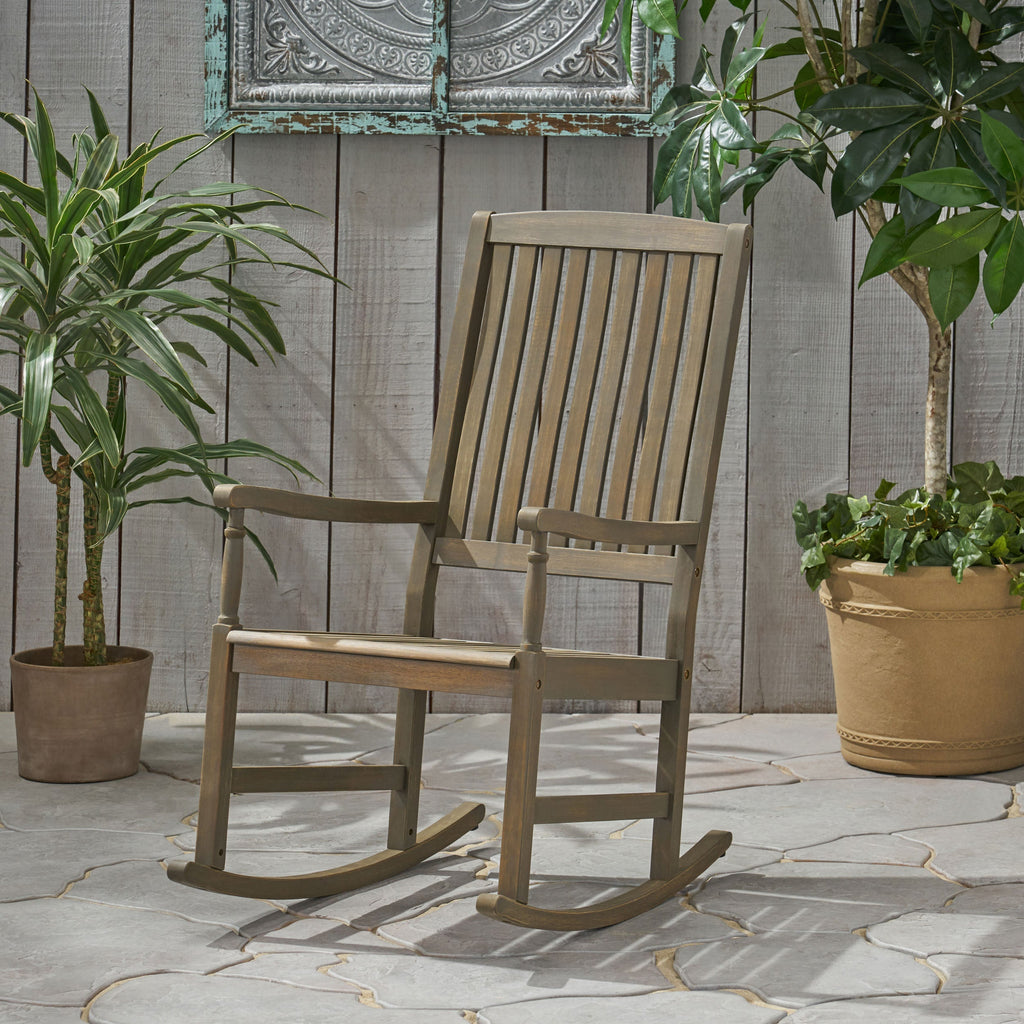 Muse Outdoor Acacia Rocking Chair with Slat Design