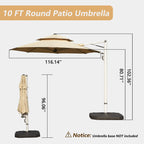 Round Cantilever Umbrella with Center Pole, Base Not Included