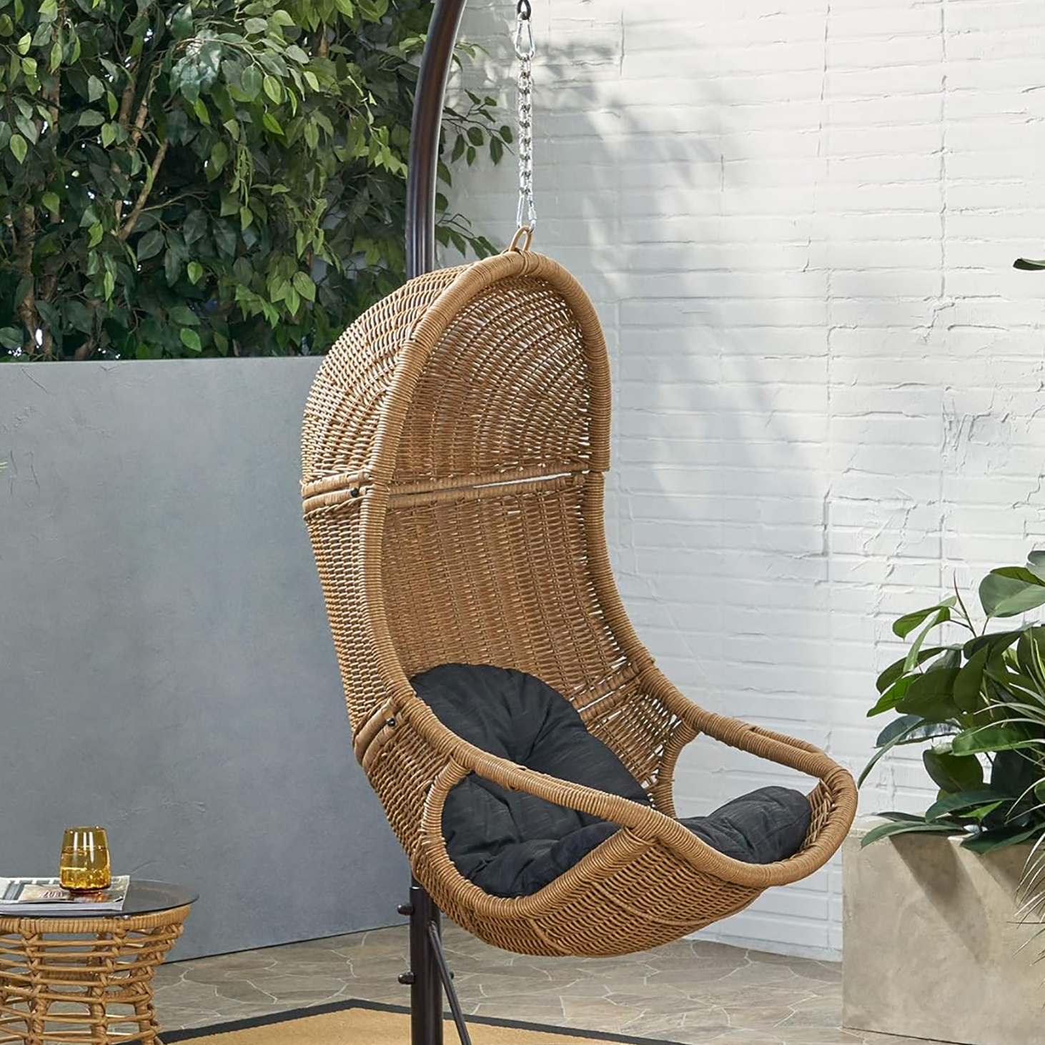 Berrien Outdoor/Indoor Wicker Hanging Swing Chair with 8-Foot Chain