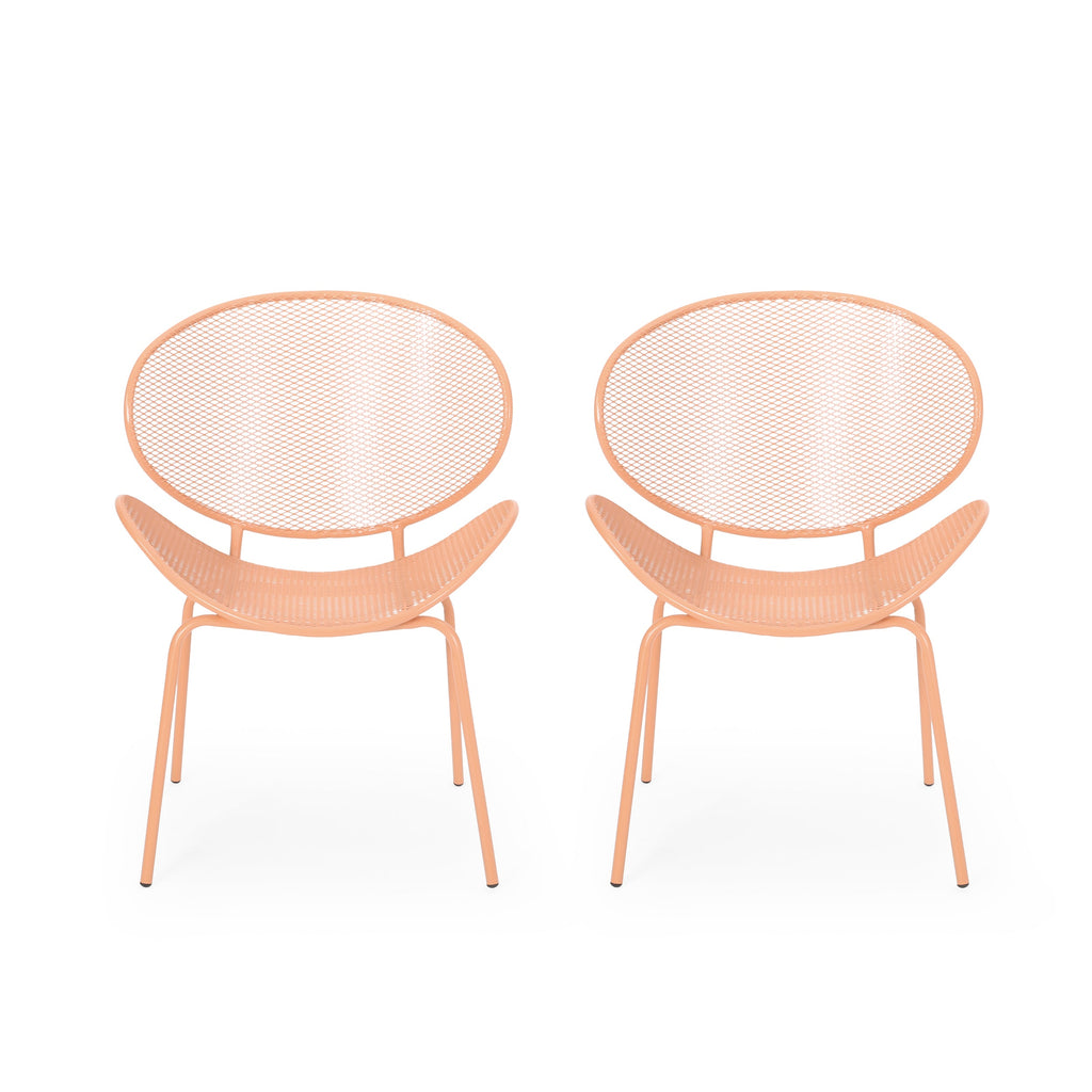 Outdoor Iron Chair with Tapered Legs and Wing Design, Set of 2