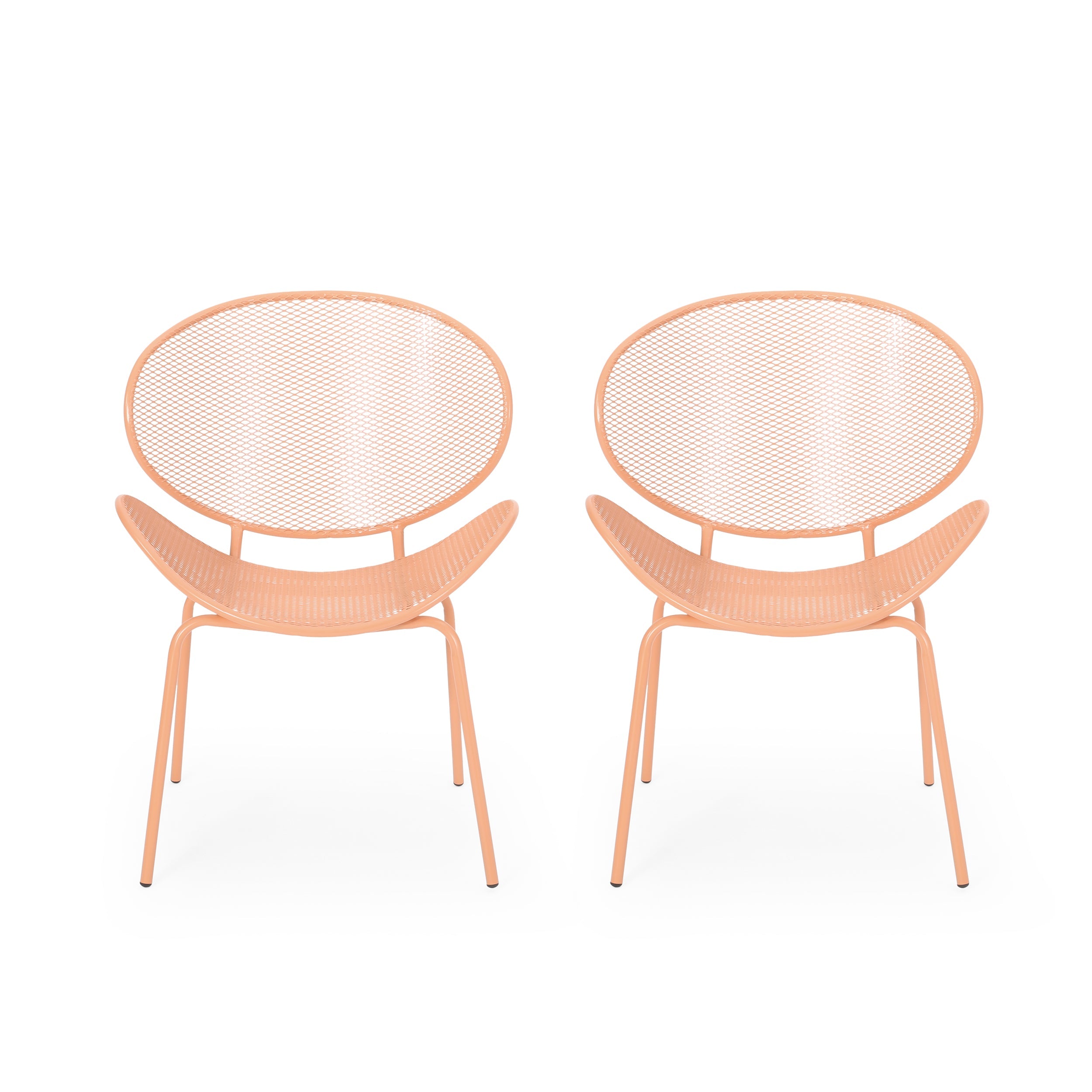 Outdoor Iron Chair with Tapered Legs and Wing Design, Set of 2