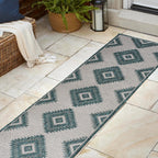 Lior Geometric Moroccan Diamond Indoor/Outdoor Runner Rug