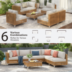 7-Piece Outdoor Wicker Sectional Sofa with Water Resistant Cushions and Coffee Table
