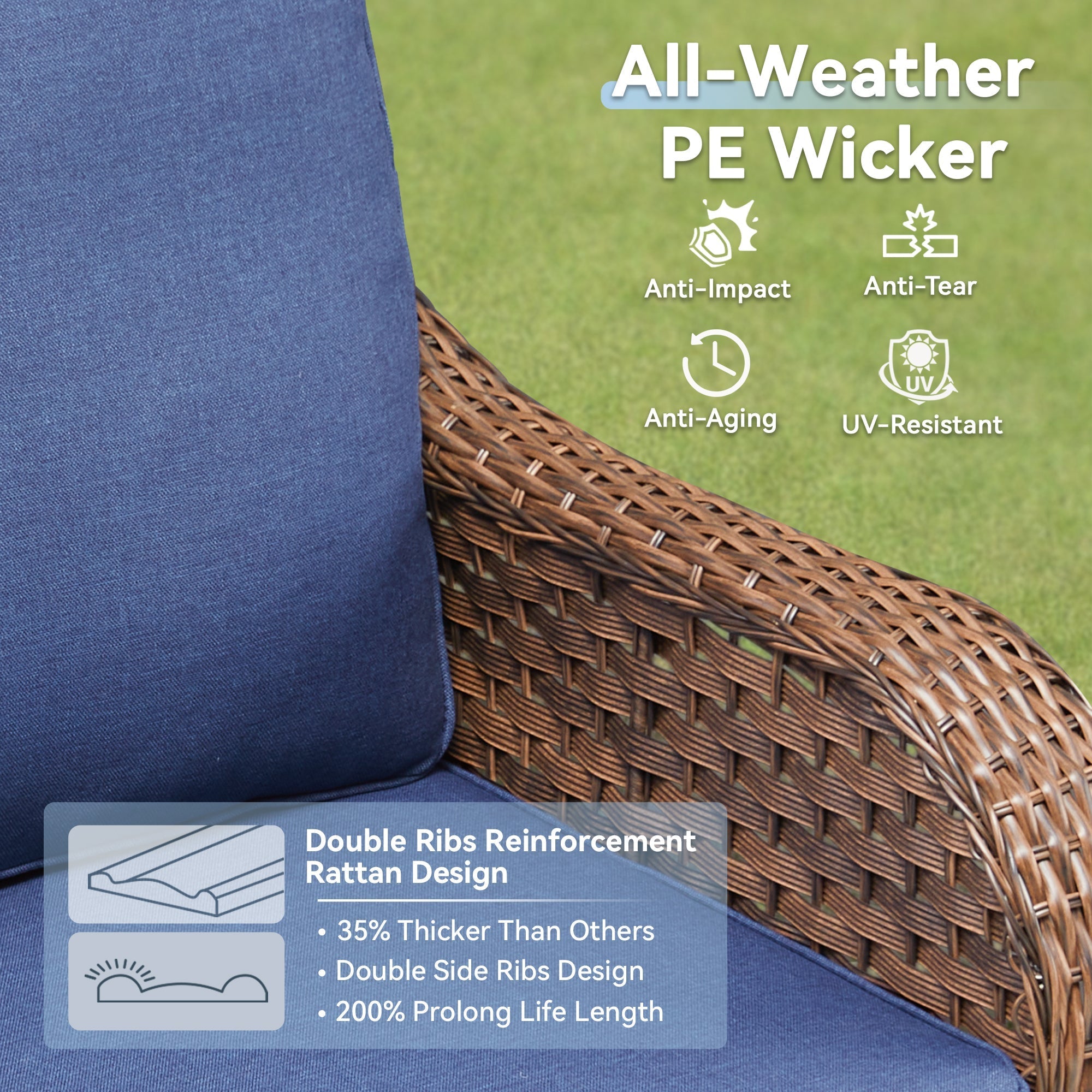 Marlowe Wicker 3 Piece Outdoor Furniture Set with Swivel Gliders