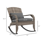 Outdoor Wicker Adirondack Rocking Chair with High Back & Seat Cushion