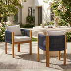 Matera Outdoor Wood & Rope Dining Chairs, Set of 2