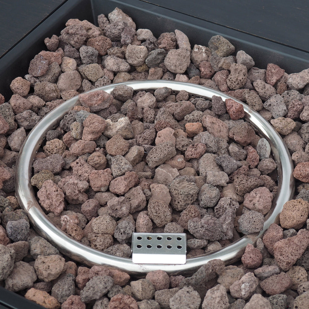 33" Outdoor Iron Square Propane Fire Pit, Tank Inside, 50,000 BTU