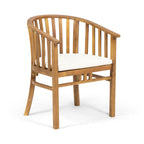 Venerable Outdoor Dining Chair with Slatted Back and Cushion Seat, Set of 2