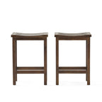 Mahogany Brown Outdoor Acacia Wood Counter Height Barstool, Set of 2