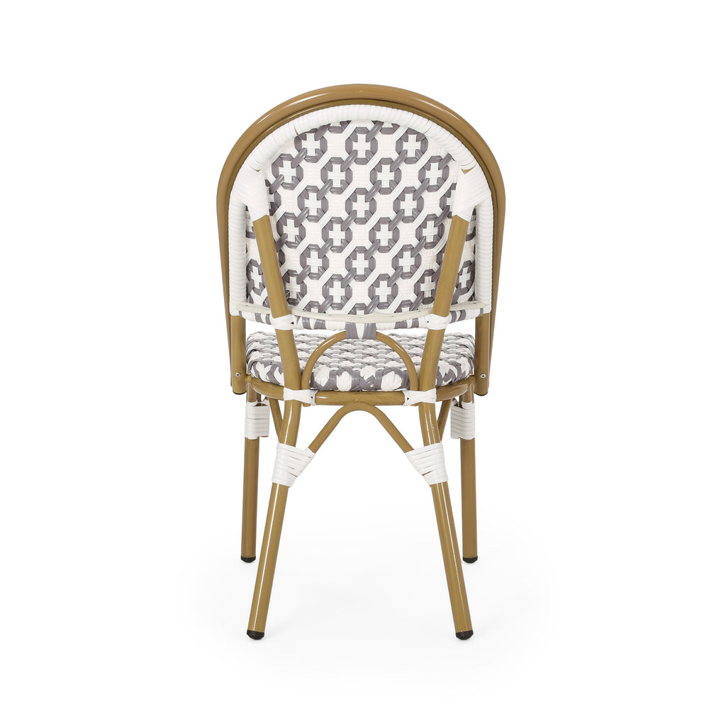 PE Rattan French Bistro Chair with Aluminum Frame, Set of 2