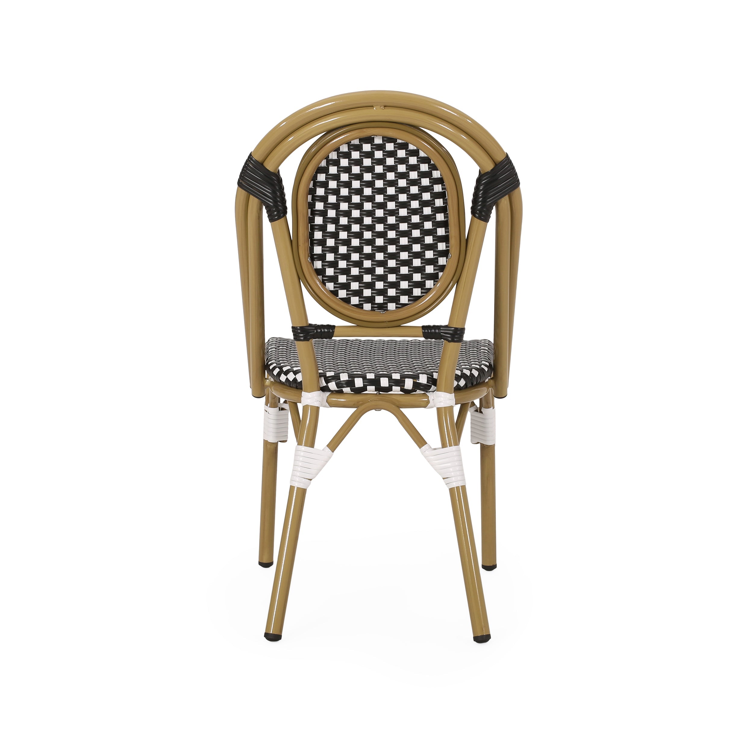 PE Rattan and Aluminum Bistro Chair with Sloped Arms, Set of 2
