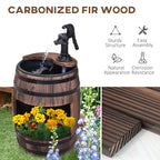 23" H Outdoor Water Fountain Wood and Plastic Rustic Apple Barrel Pump