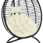 Folding Hanging Swinging Egg Chair with Stand & Tufted Cushion