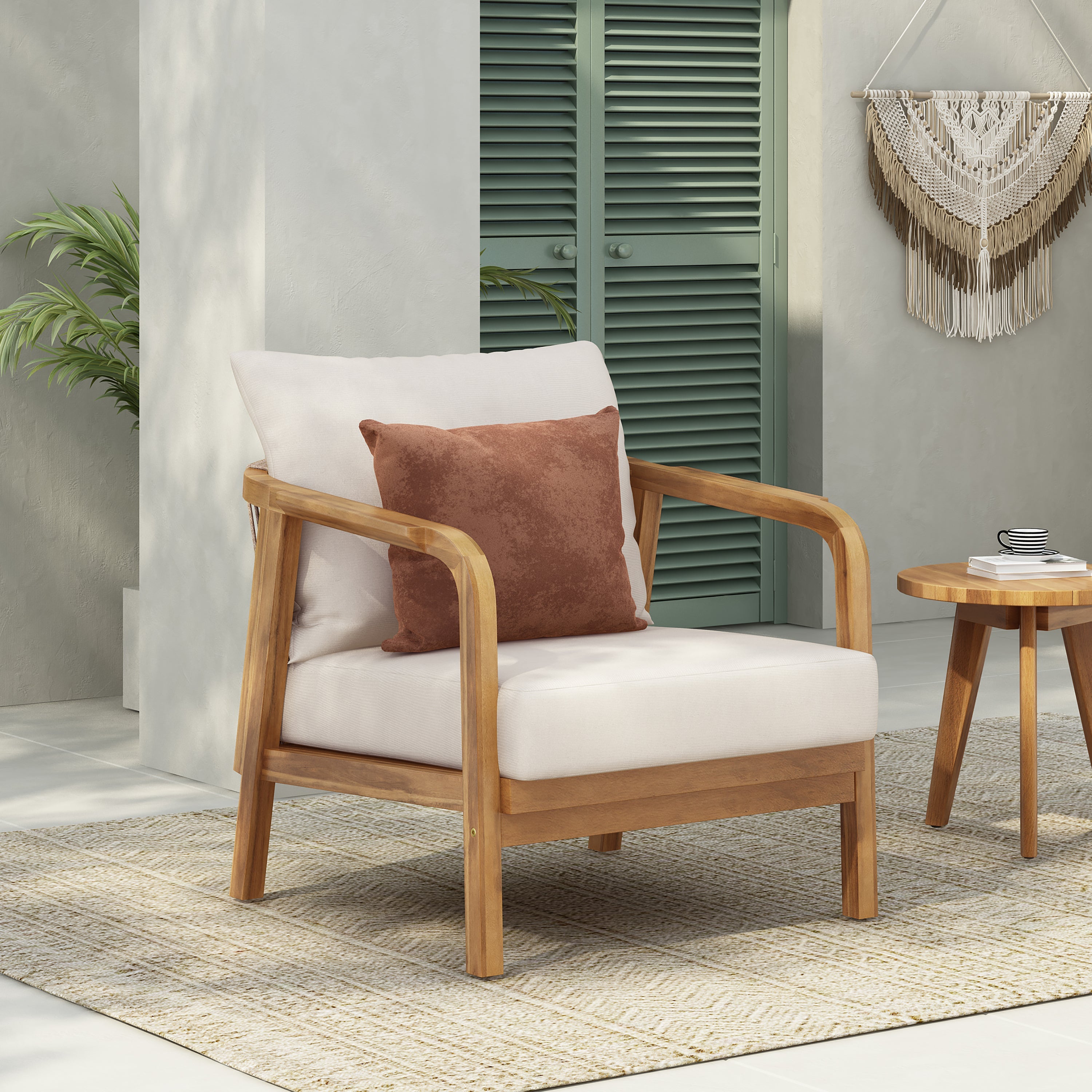 Calder Outdoor Lounge Chair with Woven Backrest