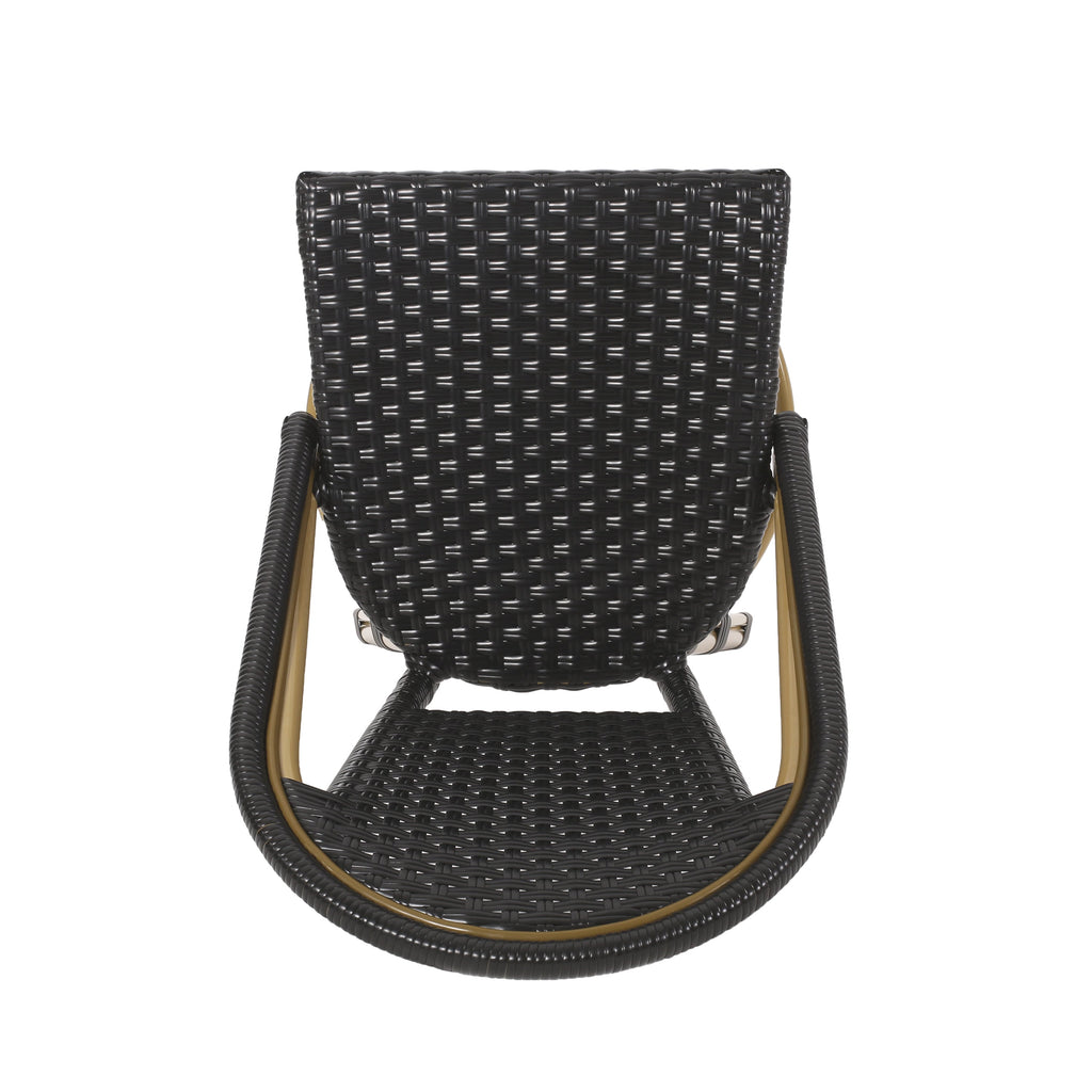Callisto 29.5" Outdoor Rattan and Aluminum Bar Stool with Curved Back and Footrest