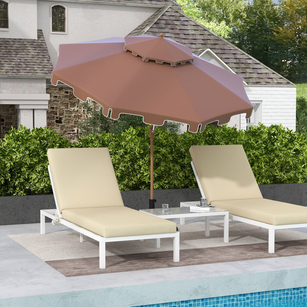 9' Double Top Ruffled Patio Umbrella with Push Button Tilt and Crank