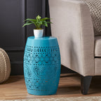 Ruby Outdoor Metal Lace Cutout Accent Table