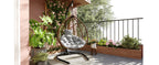 Foldable Rattan Egg Swing Chair with Iron Frame, Plush Cushion & Removable Headrest