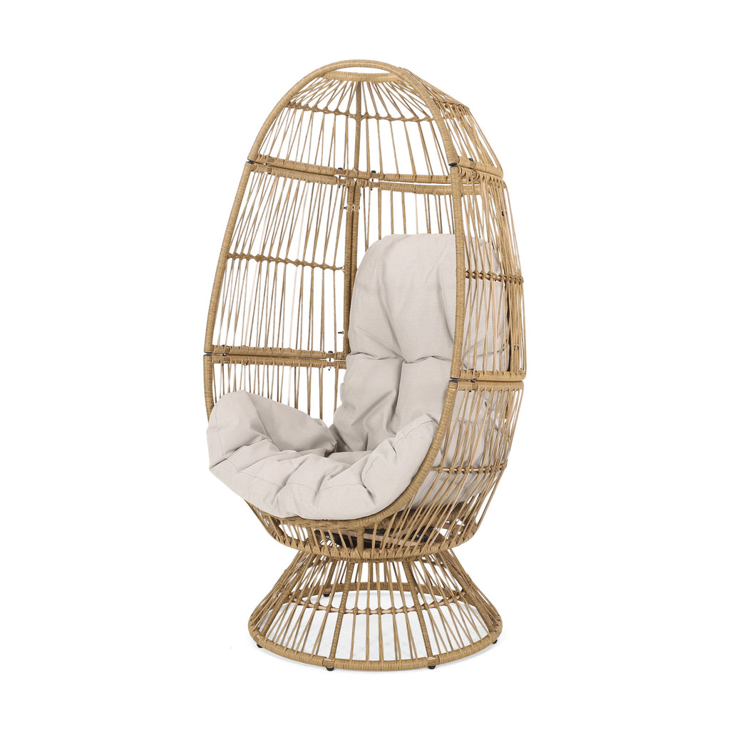 Lazulite Outdoor Egg Chair with Water-Resistant Cushion and Swivel Function