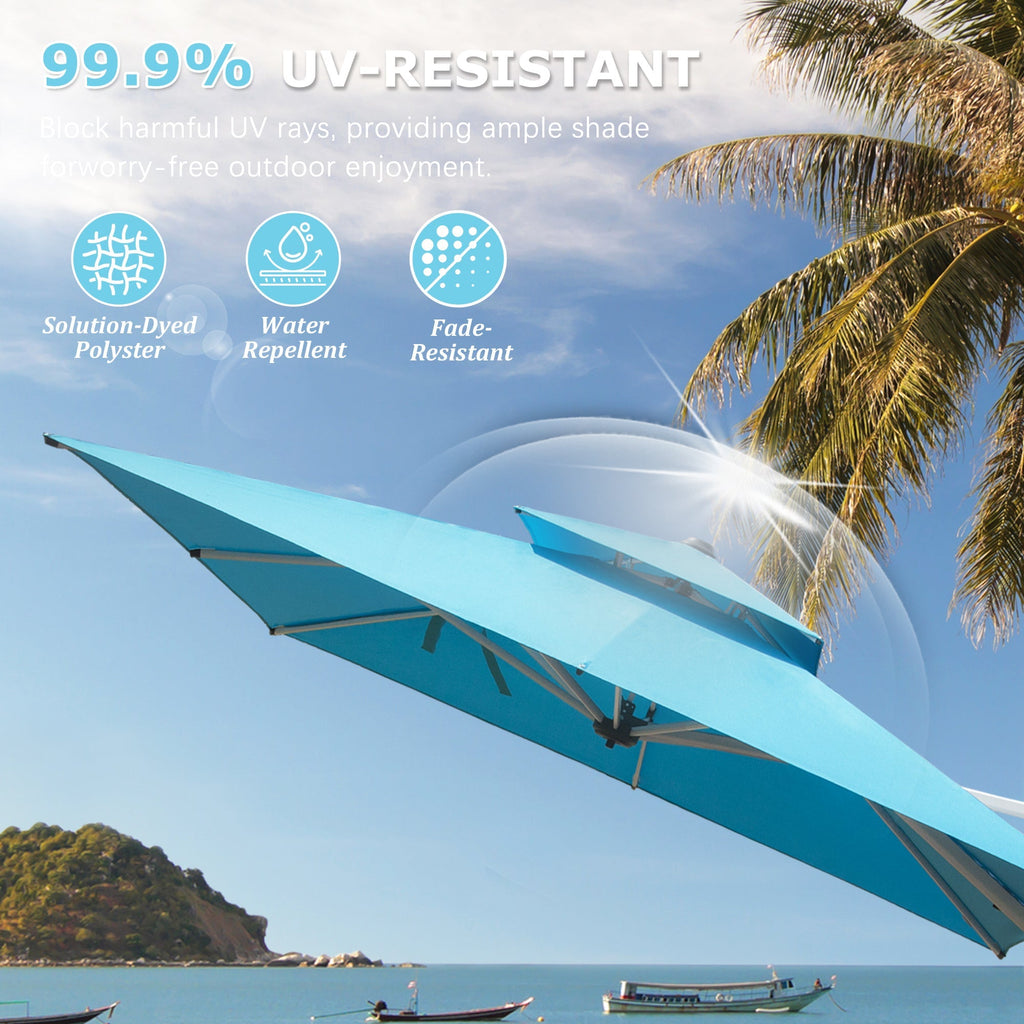 9' Aluminum Cantilever Tilt Patio Umbrella with Center Pole, Base Not Included