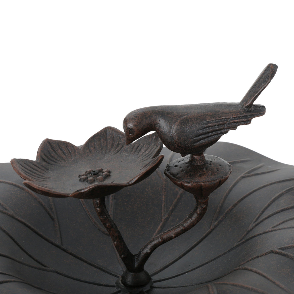 Ruffle Outdoor Aluminum and Iron Bird Bath
