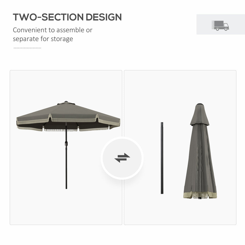 9' Fringe Edge Patio Umbrella with Push Button Tilt and Crank