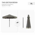 9' Fringe Edge Patio Umbrella with Push Button Tilt and Crank
